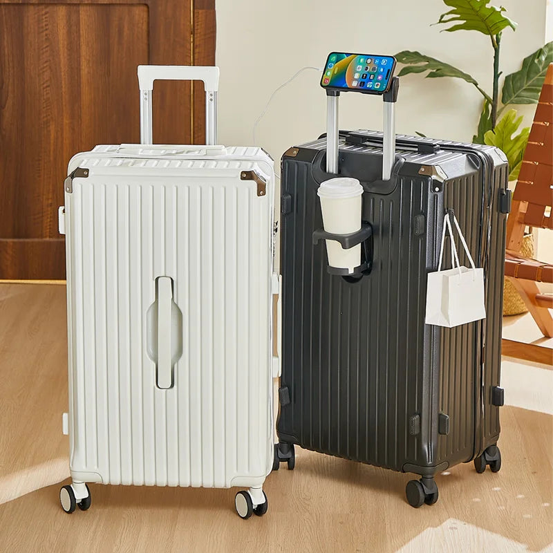 Luggage 20 inch |Cup Holder/Waterproof multifunctional Suitcase Hand Carry Large Capacity Universal Wheel Simple Suitcase