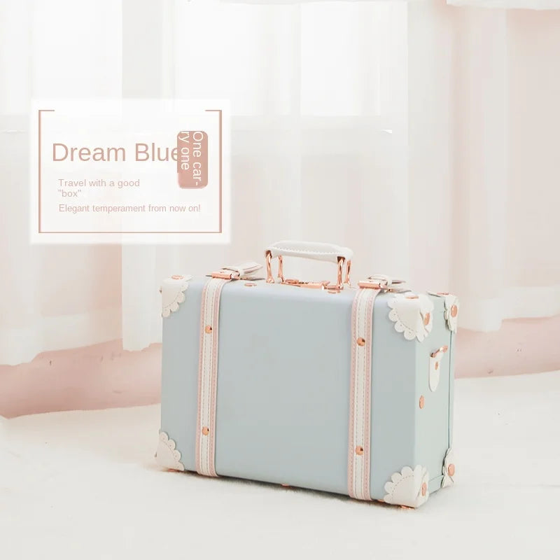 13/16/18 Inch Vintage Cosmetic Case Mini Carry-on Luggage Suitcase PU Lightweight Ready Bag Handbag Password Lock Makeup Box