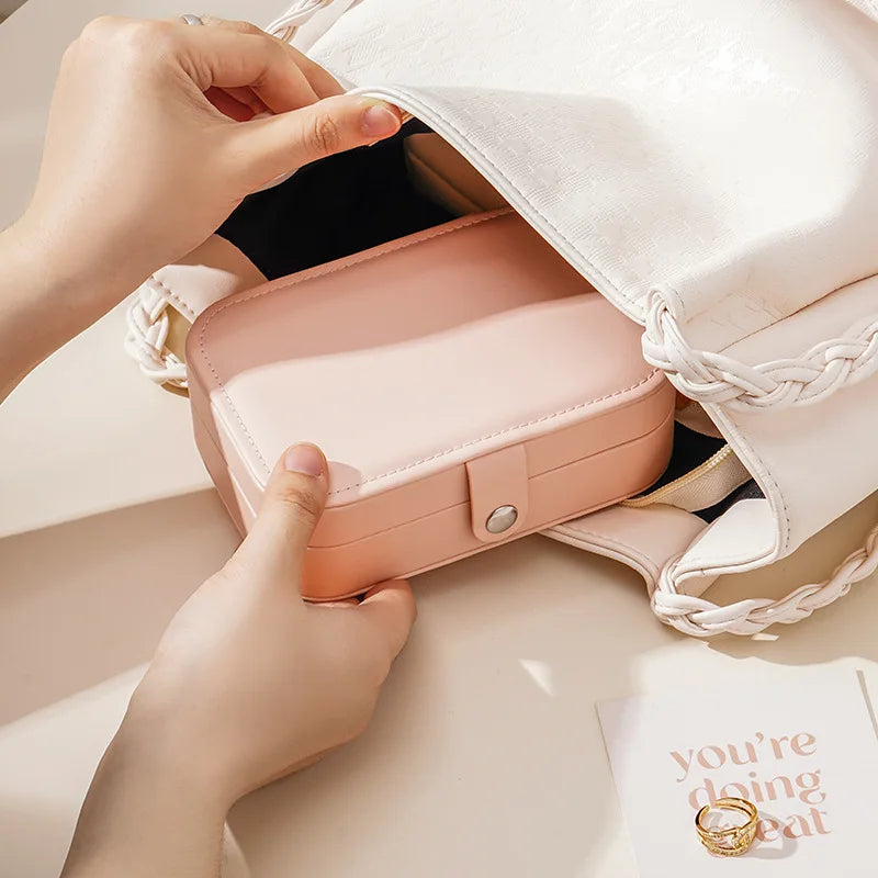Travel Jewelry Case,Small Jewelry Box,Portable Travel Jewellery Box Trays Organizer Display Storage Case for Rings and Earrings