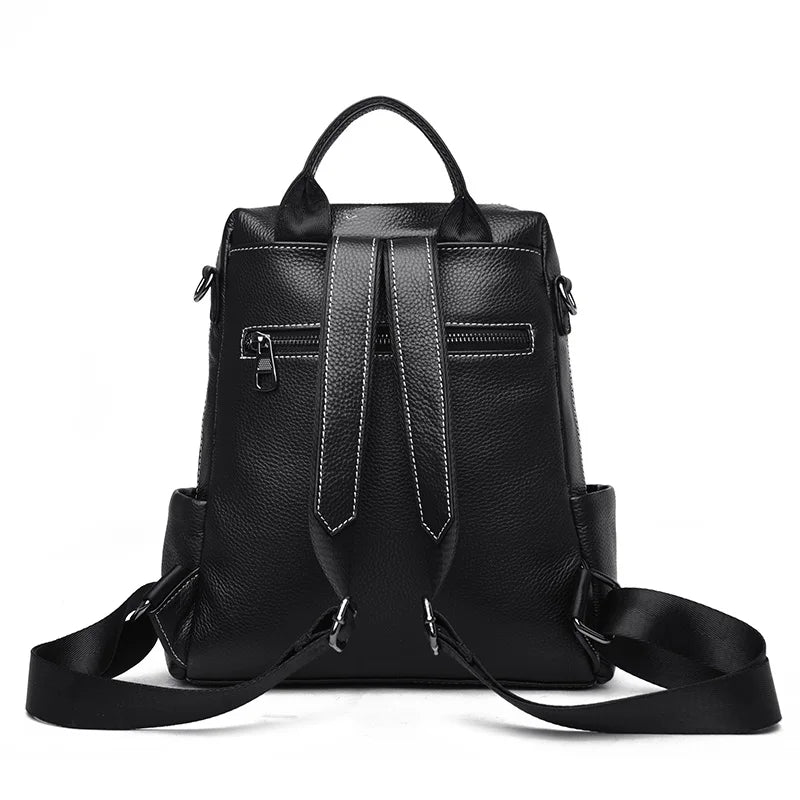 2023 Vintage Women Backpack Large Capacity School Bags Teenagers Girls School Backpack High Quality Genuine Leather Shoulder Bag