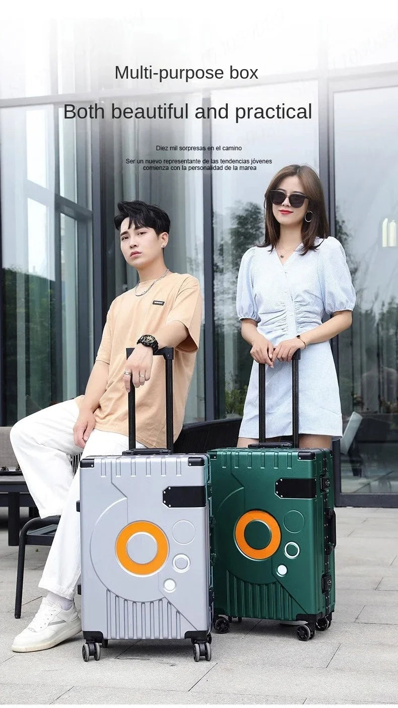 Aluminum Frame Suitcase Super Silent Combination Lock Boarding Rolling Luggage Fashion New Trolley Case 20/22/24/28 Inch