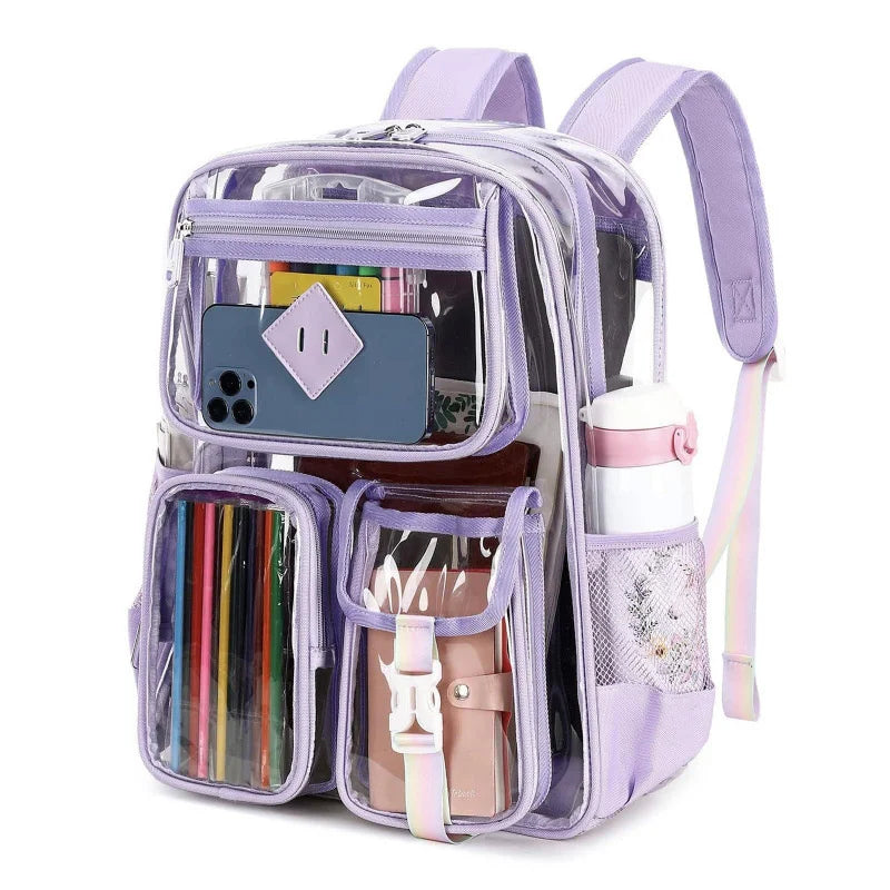 New Transparent Backpack PVC Large Capacity Backpack Waterproof Backpack Outdoor Fitness Sports Visual Backpack Schoolbag