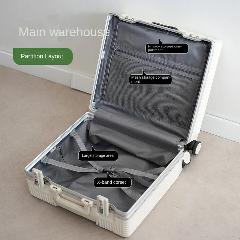 18 Inch Trolley Case Travel Suitcase Boarding Case Aluminum Frame Password Box Suitcase Universal Wheel Rolling Luggage Bag