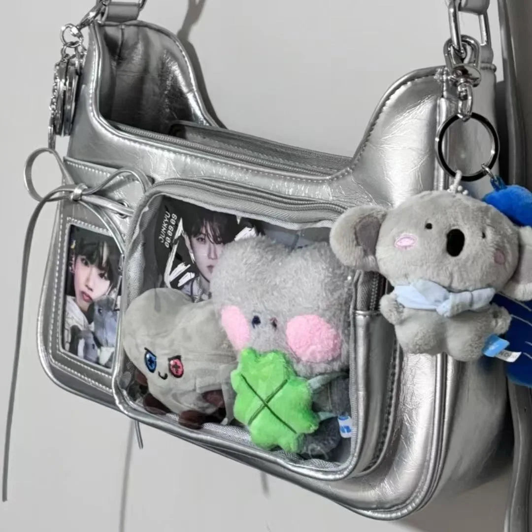Y2k Harajuku Shoulder Bag Women Korean Transparent Ita Bag School Crossbody Bag Female Japanese Designer Preppy Handbag Purse