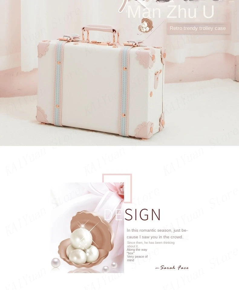 13/16/18 Inch Vintage Cosmetic Case Mini Carry-on Luggage Suitcase PU Lightweight Ready Bag Handbag Password Lock Makeup Box