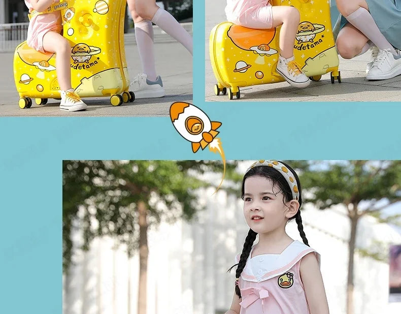 Travel kids luggage cartoon Riding trolley case children's riding suitcase can sit and ride rolling luggage gift travel bags
