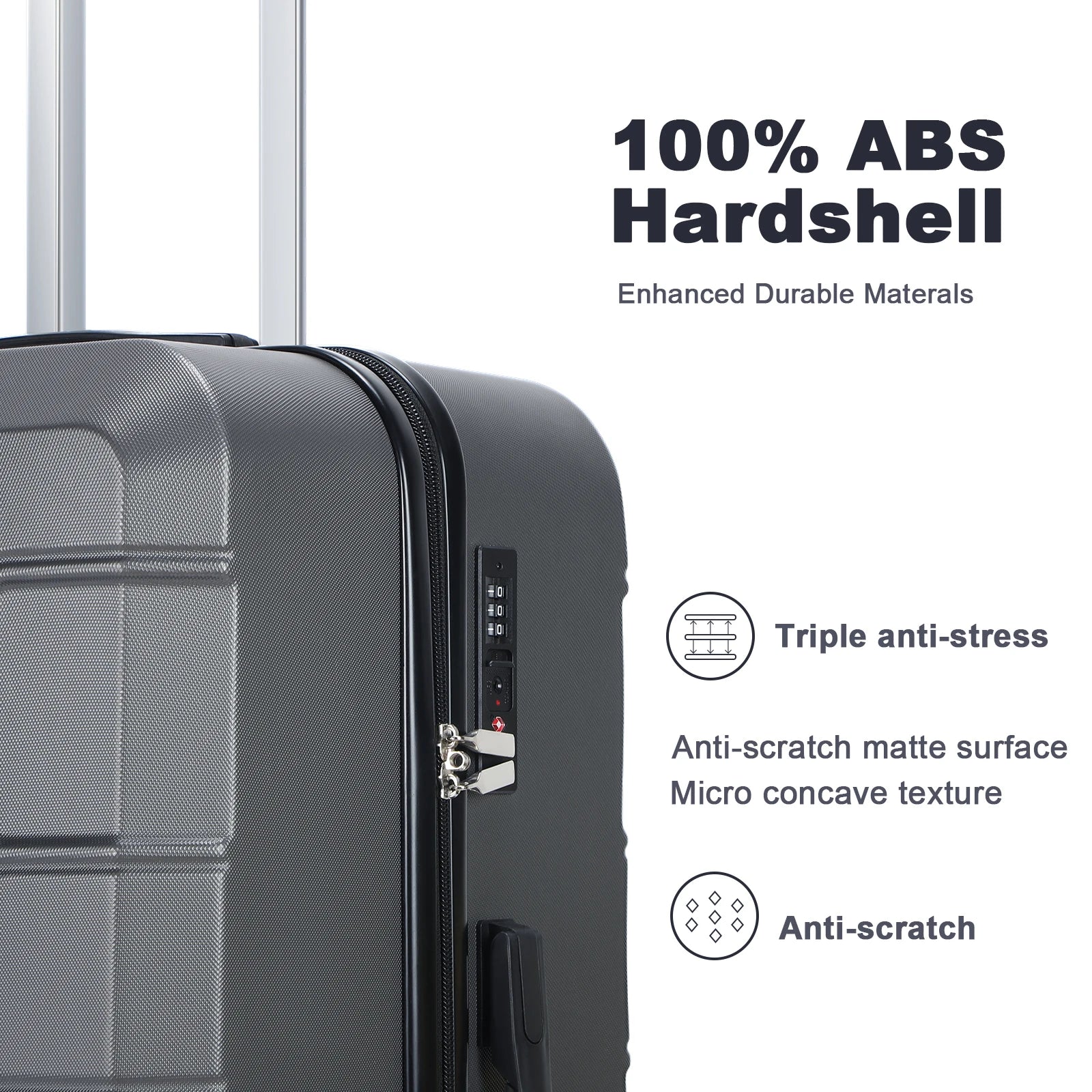3-Piece Luggage Set with Spinner Wheels and TSA Lock (20/24/28)