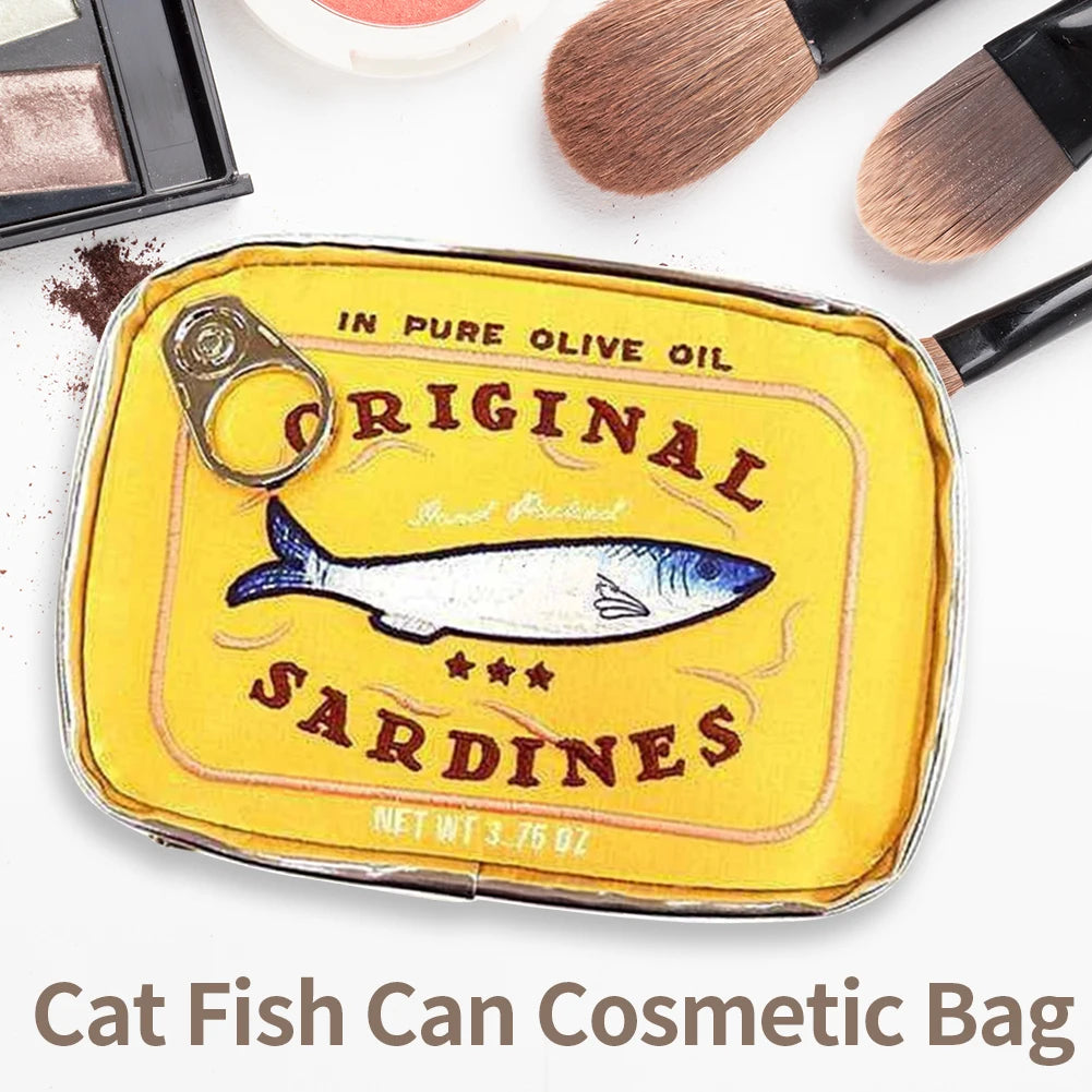 Canned Sardines Style Storage Bag Cute Bath Travel Bag Creative Portable Fashion Zipper Multi-function Soft for Weekend Vacation