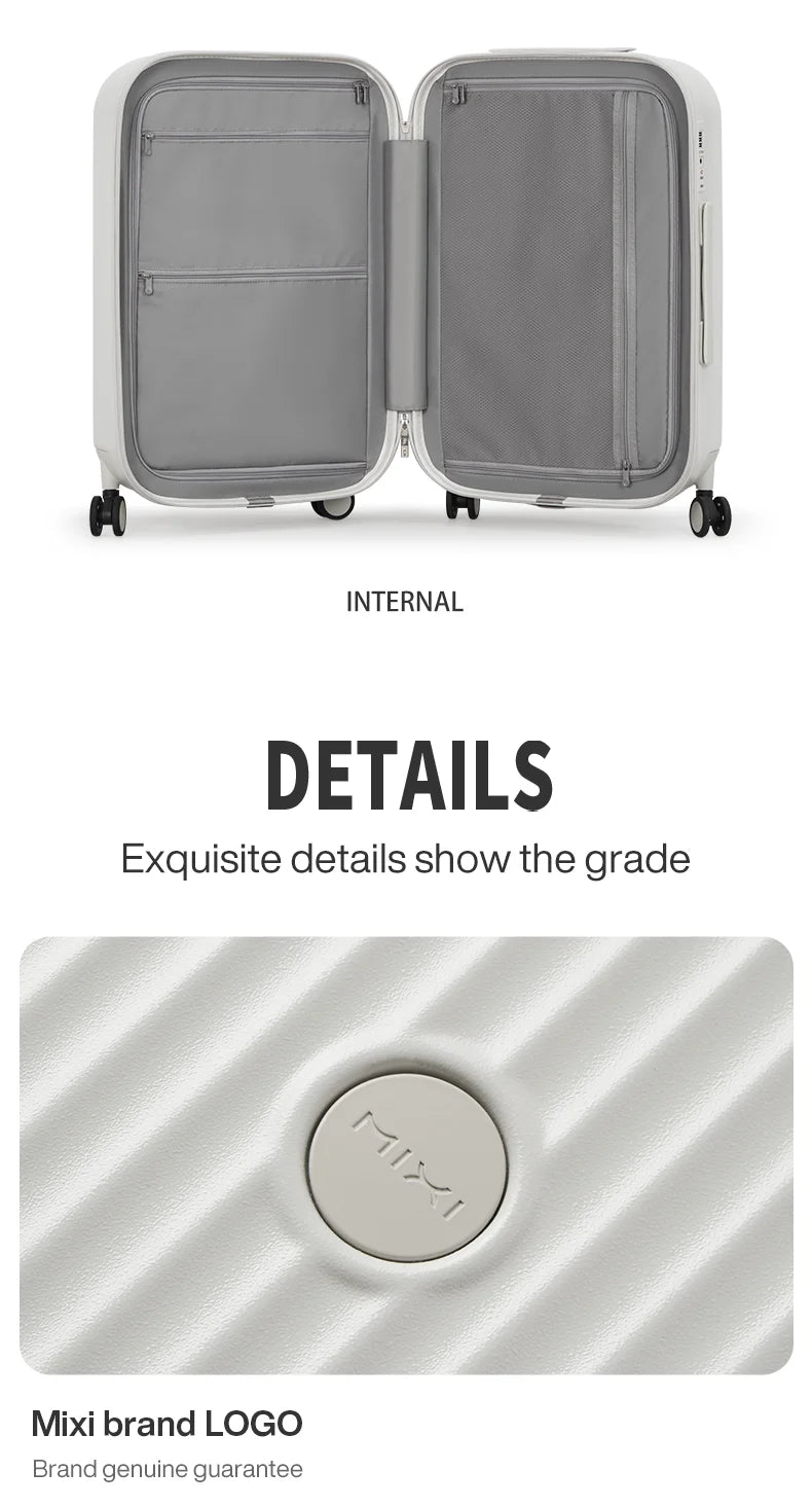 Mixi New Design Suitcase Carry On Luggage with Cup Phone Holder Hard Shell Rolling Luggage PC Spinner Wheels Trolley Case