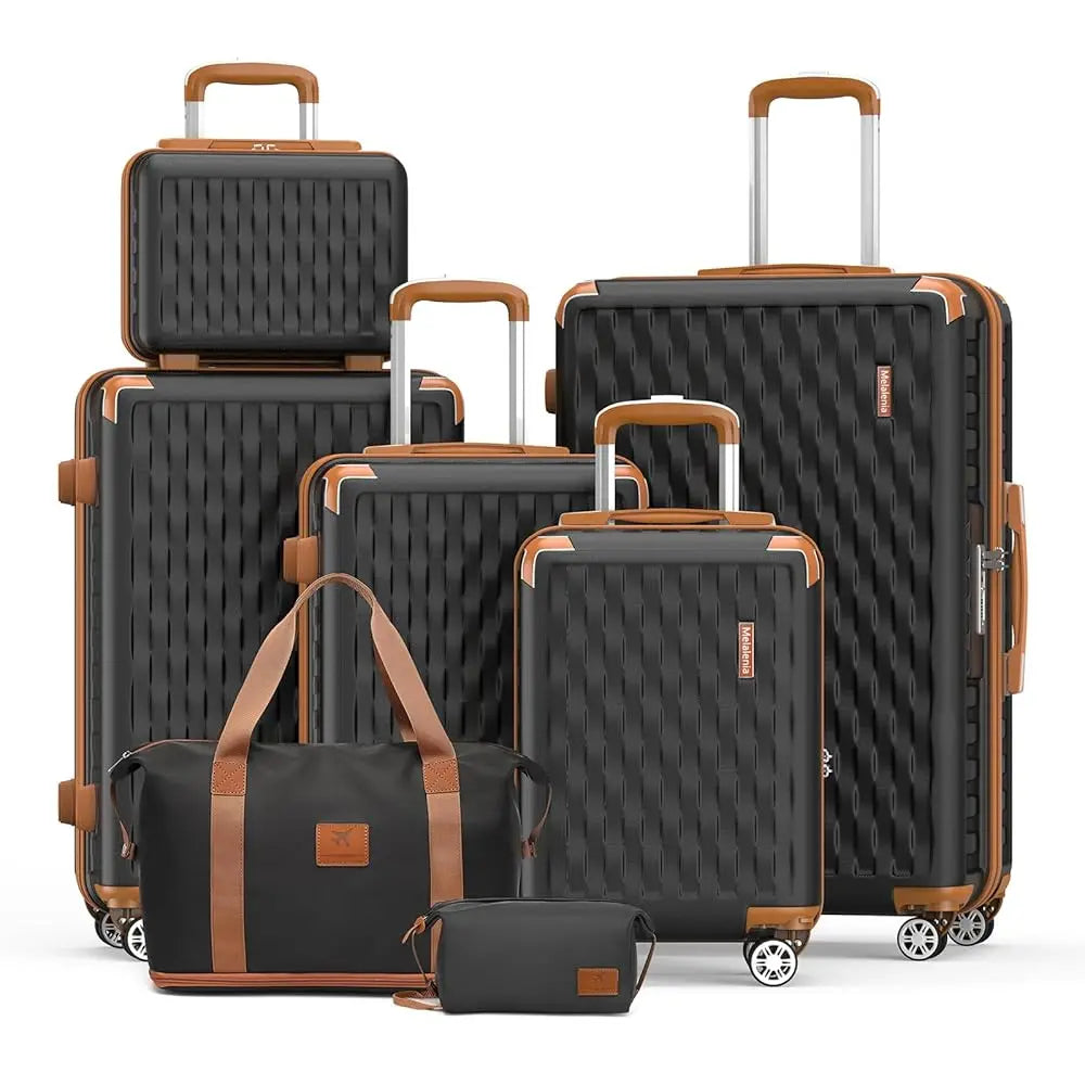 7-Piece Lightweight Durable Luggage Set, Family Travel Suitcase with TSA Lock and Smooth Spinner Wheels