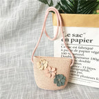 Children's Straw Crossbody Bag Lovely Girls Small Coin Purse Princess Wallet Handbags Baby Kids Mini Summer Shoulder Bags
