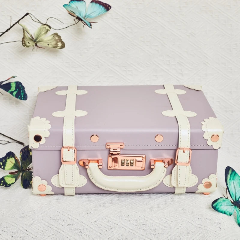 13/16/18 Inch Vintage Cosmetic Case Mini Carry-on Luggage Suitcase PU Lightweight Ready Bag Handbag Password Lock Makeup Box