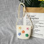 Children's Straw Crossbody Bag Lovely Girls Small Coin Purse Princess Wallet Handbags Baby Kids Mini Summer Shoulder Bags