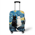 Cute Black Cat in Van Gogh Oil Painting Luggage Cover for Travel Elastic Anti-dust Suitcase Covers Trolley Case Protective Cover