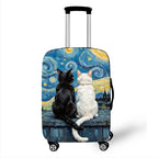 Cute Black Cat in Van Gogh Oil Painting Luggage Cover for Travel Elastic Anti-dust Suitcase Covers Trolley Case Protective Cover