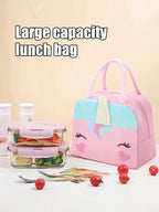 3D Cartoon Insulated Lunch Bag Thermal Food Container Bag for Students Portable Handheld Lunch Box Tote with Easy-Carry Handle
