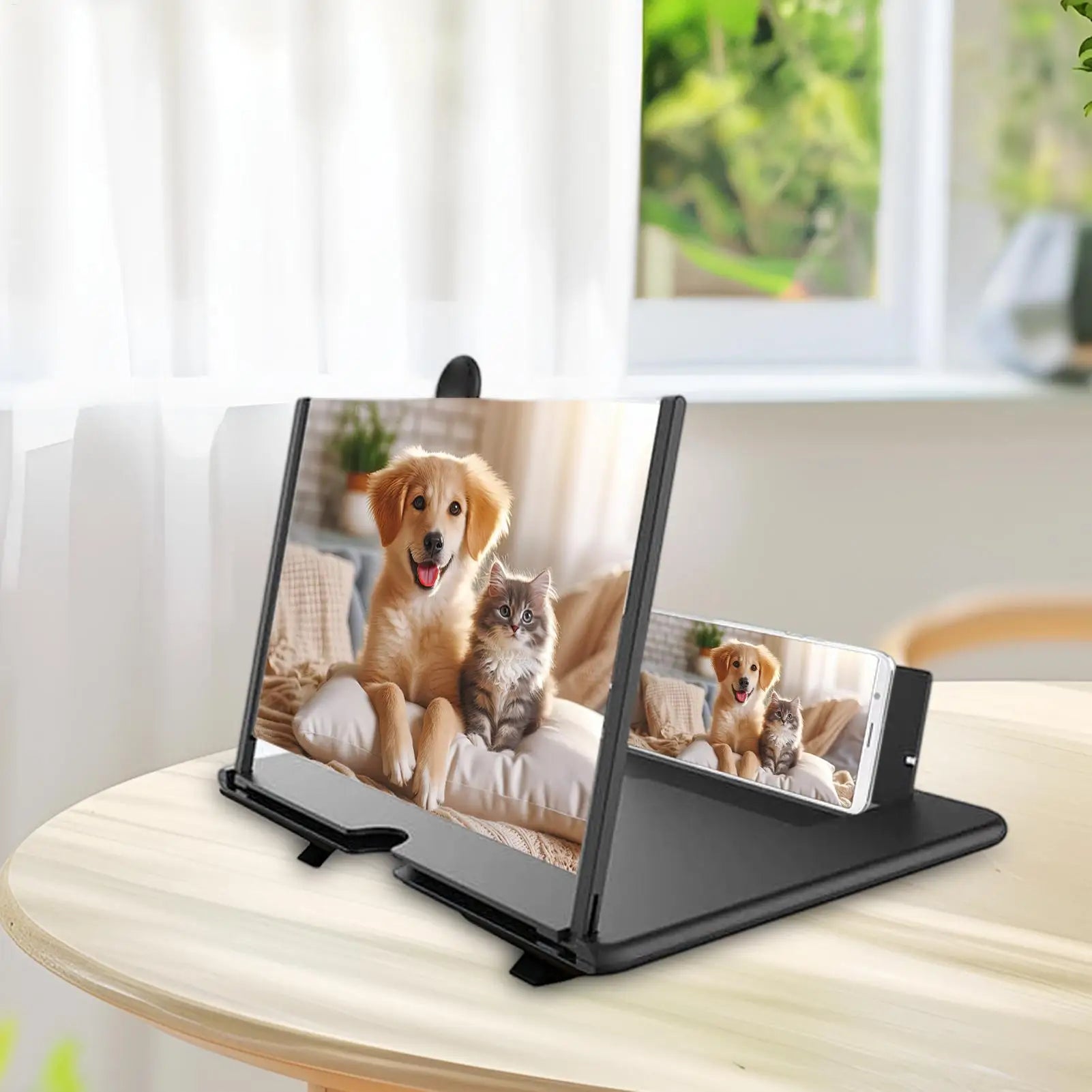 3D HD Phone Screen Magnifier Desktop Mobile Amplifier Stand for Seniors Video Movie Watching Home Travel Party Use