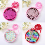 Lovely Round Princess Coin Purse Color Sequins Shiny Lanyard Shoulder Bag Children's Messenger Small Pack Kids Handbag Girl Gift