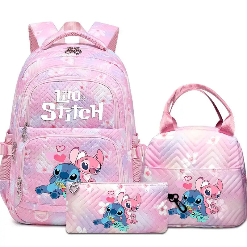 Stitch Large Capacity Backpack Daypack Lightweight Schoolbag Casual Travel Knapsack for Women Girls Pen Lunch Bags