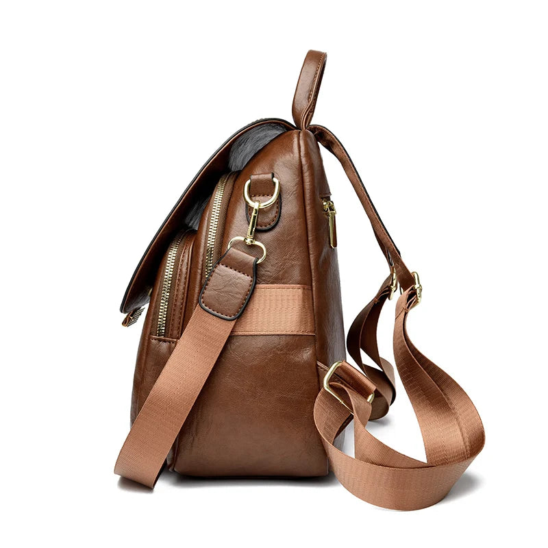 Luxury Women Genuine Leather Backpack Casual Ladies Shoulder Bag Fashion Large Capacity Travel Female Quality Cowhide Knapsack