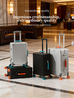 Jelly wheel all-aluminum magnesium alloy suitcase 20-inch carry-on luggage, sit-on suitcase with lock, 28-inch telescopic handle