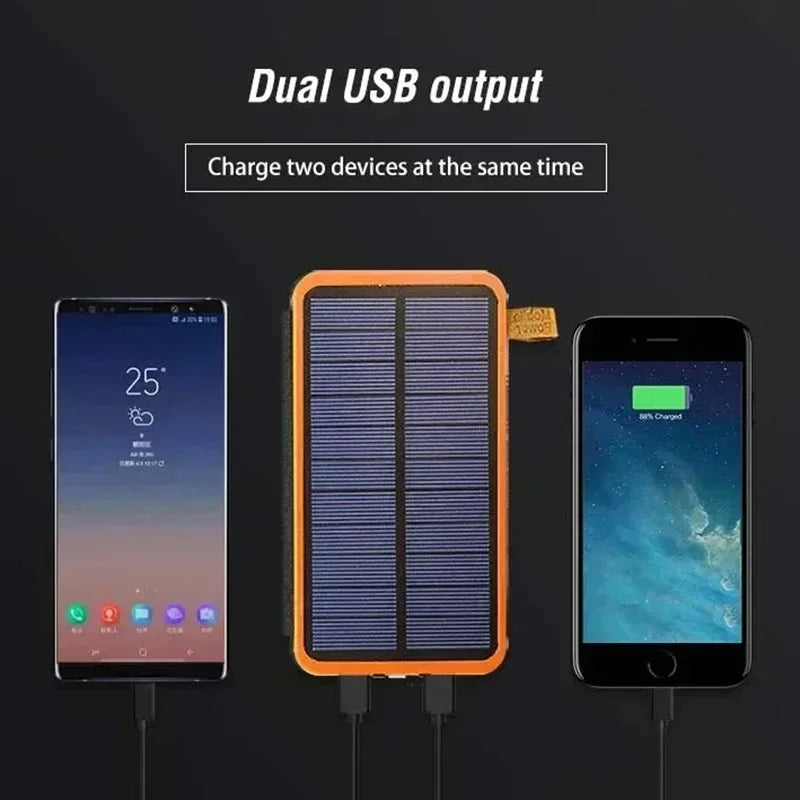 Lenovo LED Solar Power Bank  200000mAh 4 Solar Panels Wireless Charger Portable External Battery Flashlight for Outdoor Travel