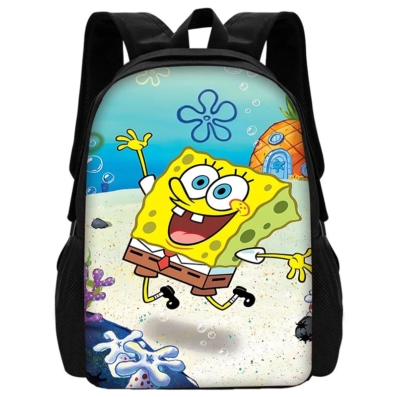 Cute Potdemiel Child School Backpack with Lunch Bags ,Pencil Bags ,School Bags for Boys Girls S-Sponge-BobS Best Gift