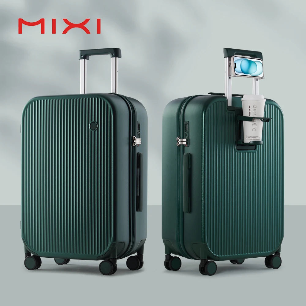 Mixi New Design Suitcase Carry On Luggage with Cup Phone Holder Hard Shell Rolling Luggage PC Spinner Wheels Trolley Case