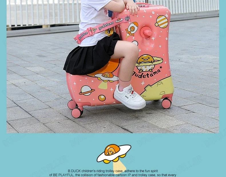Travel kids luggage cartoon Riding trolley case children's riding suitcase can sit and ride rolling luggage gift travel bags