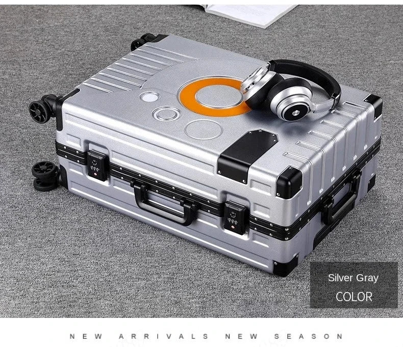 Aluminum Frame Suitcase Super Silent Combination Lock Boarding Rolling Luggage Fashion New Trolley Case 20/22/24/28 Inch