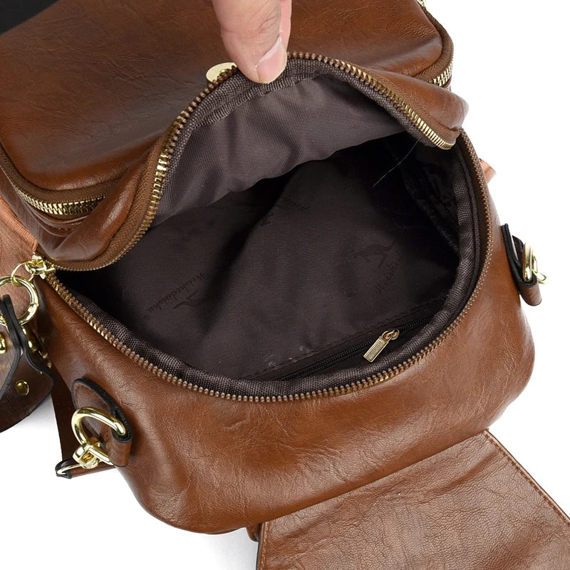 Luxury Women Genuine Leather Backpack Casual Ladies Shoulder Bag Fashion Large Capacity Travel Female Quality Cowhide Knapsack