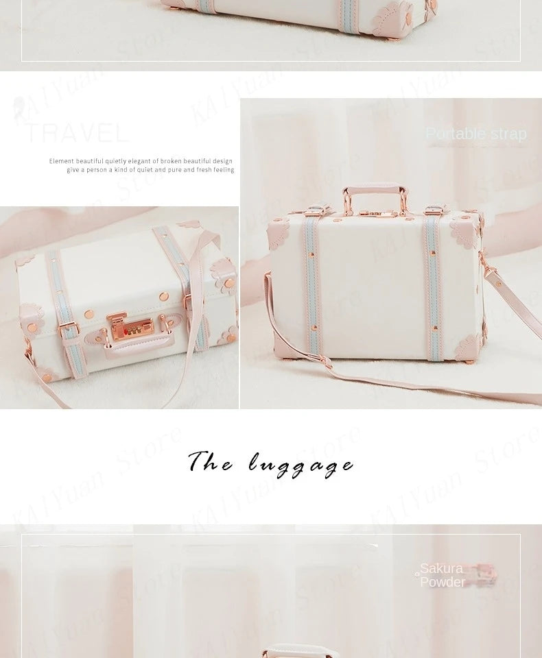 13/16/18 Inch Vintage Cosmetic Case Mini Carry-on Luggage Suitcase PU Lightweight Ready Bag Handbag Password Lock Makeup Box