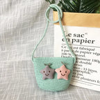 Children's Straw Crossbody Bag Lovely Girls Small Coin Purse Princess Wallet Handbags Baby Kids Mini Summer Shoulder Bags