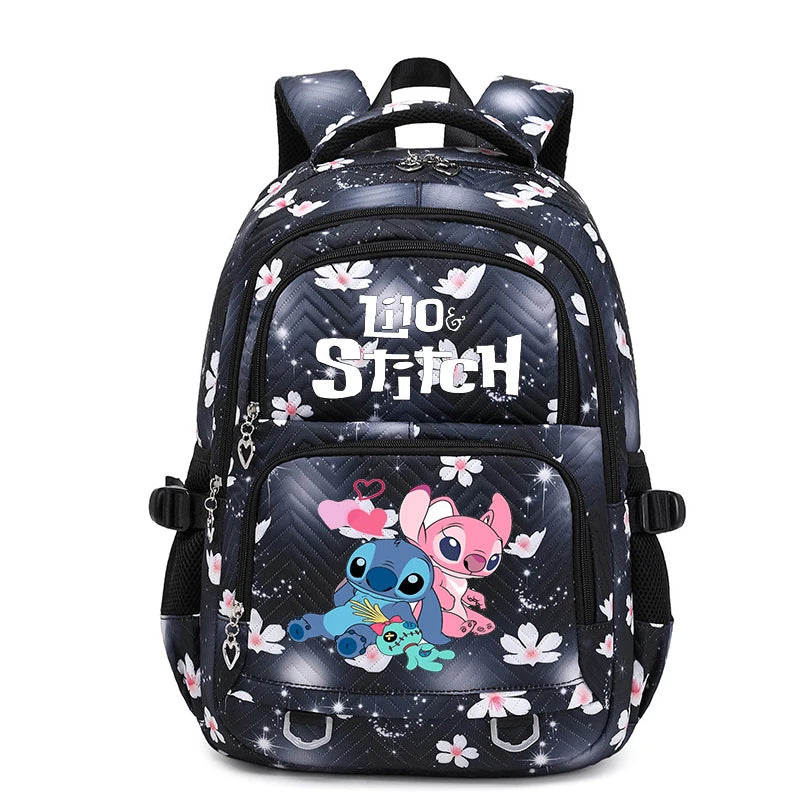 Stitch Large Capacity Backpack Daypack Lightweight Schoolbag Casual Travel Knapsack for Women Girls Pen Lunch Bags