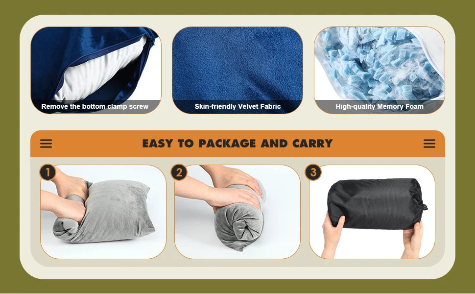 Shredded Memory Foam Travel Pillow with Storage Bag,