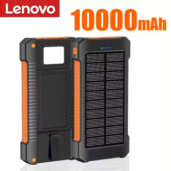 Lenovo 500000mAh Solar Power Bank Waterproof Outdoor Dual USB Ports Portable Solar Phone Charger Powerbank for Camping Travel