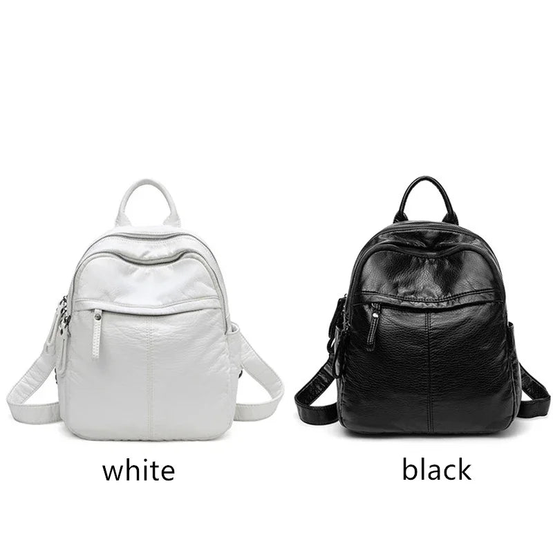 Women's Backpack Lady Bag Fashion Aesthetic Backpacks Cute Small Backpack Leather Bag White Bag Casual Anti-Theft Backpack