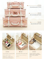13/16/18 Inch Vintage Cosmetic Case Mini Carry-on Luggage Suitcase PU Lightweight Ready Bag Handbag Password Lock Makeup Box