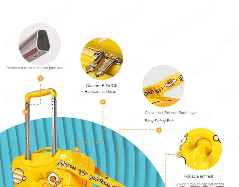 Travel kids luggage cartoon Riding trolley case children's riding suitcase can sit and ride rolling luggage gift travel bags