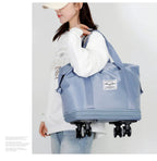 Universal Wheel Expandable Luggage Large Capacity Lightweight Travel Fitness Bag with Dry And Wet Separation Storage