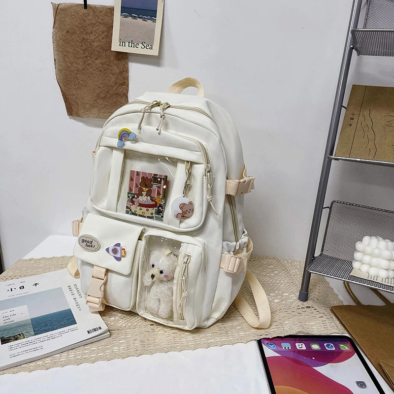 Cute Women Backpacks Waterproof Multi-Pocket Nylon School Backpack for Student Female Girls Kawaii Laptop Book Pack Mochilas