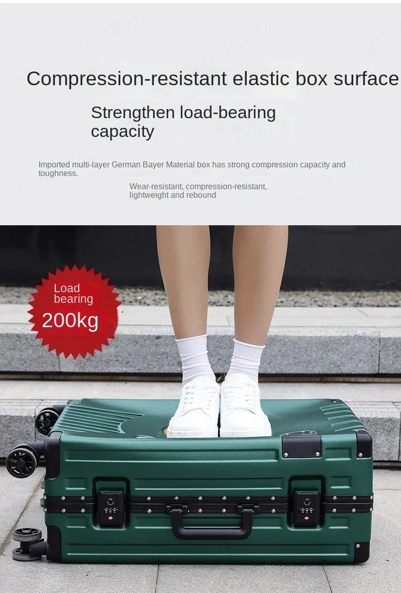 Aluminum Frame Suitcase Super Silent Combination Lock Boarding Rolling Luggage Fashion New Trolley Case 20/22/24/28 Inch