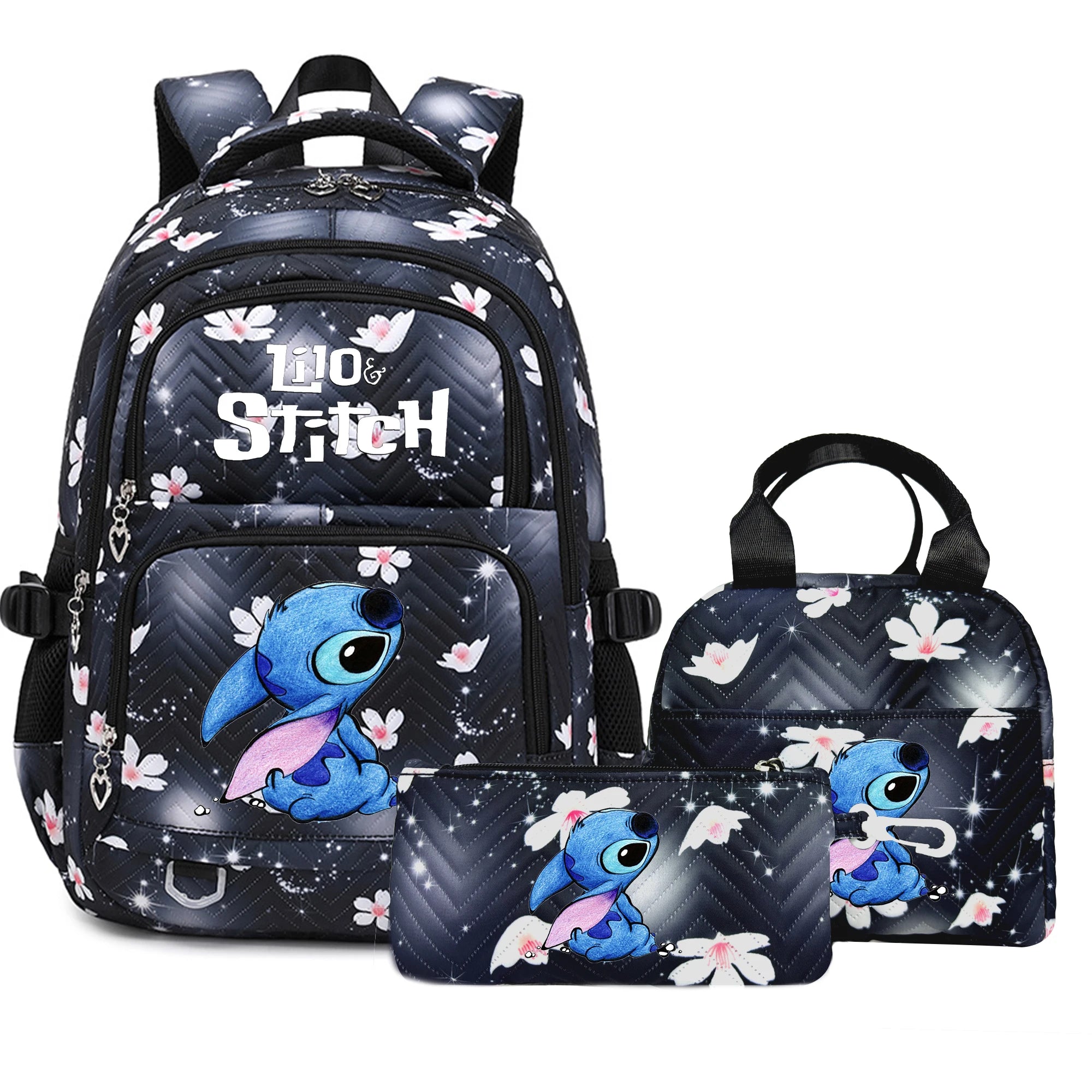 Stitch Large Capacity Backpack Daypack Lightweight Schoolbag Casual Travel Knapsack for Women Girls Pen Lunch Bags