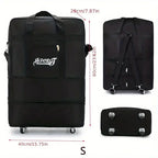 Travelling Pack Wheels For Women Men Expandable Foldable Trolley Luggage Versatile Black Suitcase For Weekend Trip overnight bag