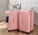 sushimu Suitcase Wide Handle Travel Suitcase Men 20 24 26 Carry-On Luggage Women PC Aluminum Frame Trolley Case