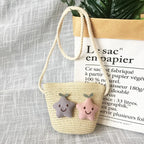 Children's Straw Crossbody Bag Lovely Girls Small Coin Purse Princess Wallet Handbags Baby Kids Mini Summer Shoulder Bags