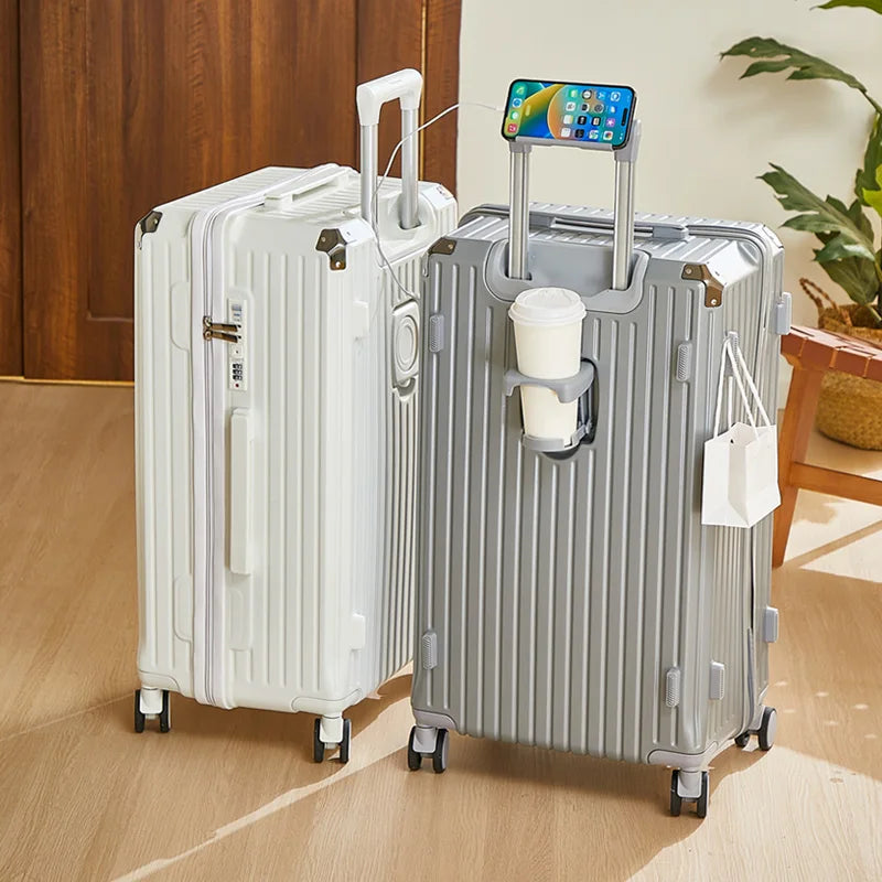 Luggage 20 inch |Cup Holder/Waterproof multifunctional Suitcase Hand Carry Large Capacity Universal Wheel Simple Suitcase