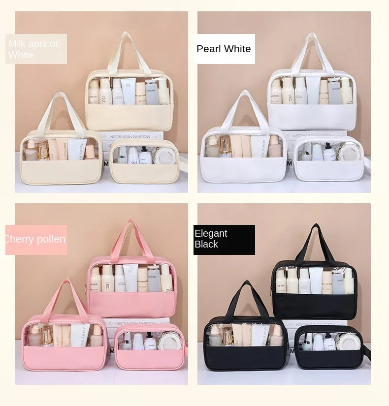 Portable Travel Cosmetic Bag Women Transparent Makeup Bag Large-Capacity Bath Wash Bags Multifunction Waterproof Storage Case
