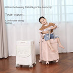 2025 New suitcase for children can Sit 20/22 inch Ride on Luggage Front Opening Sturdy Thickened Travel suitcase with Cup Holder
