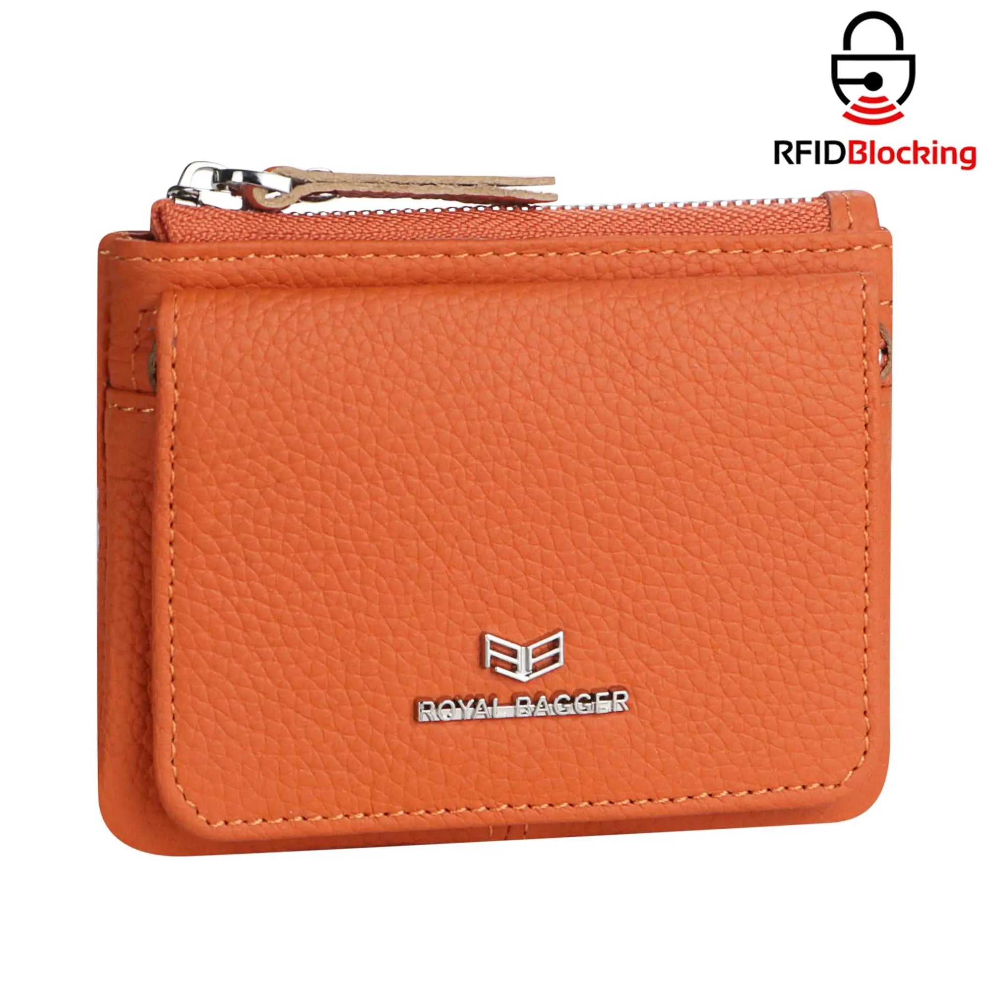 Royal Bagger Genuine Leather Women's Coin Purse Woman card holder wallet RFID Blocking Small Wallet Casual Zipper Change Pouch